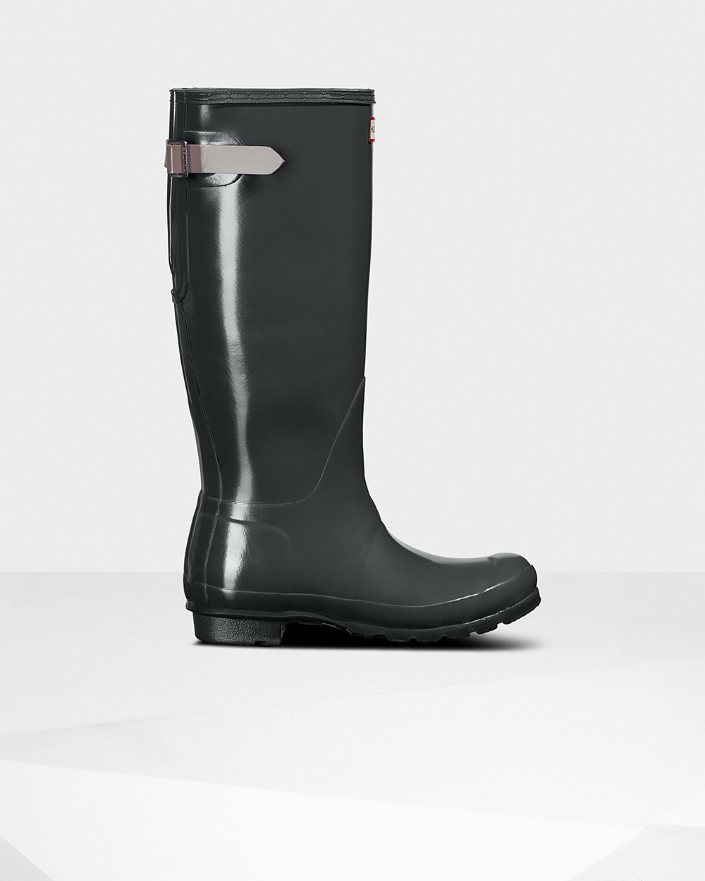 Women Hunter Original Back Adjustable Gloss | Tall Rain Boots Deep Green/Purple | NZ-93560-VPTG